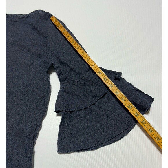 Piazza Del Tempio Made In Italy 100% Linen Dress Size M Boatneck Ruffle Sleeve - Picture 11 of 11